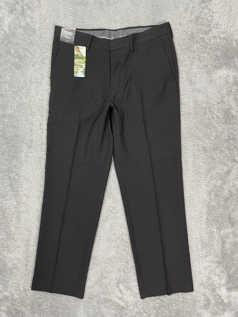 Haggar Premium Comfort Dress Pants Mens 32x29* Black Regular Fit Stretch NWT